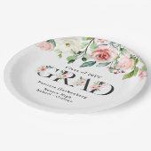 Custom Pink & White Watercolor Floral Grad Party  ペーパープレート (アングル)