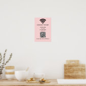 Custom Pink WiFi QR | Easy Network Scan Display ポスター (キッチン)