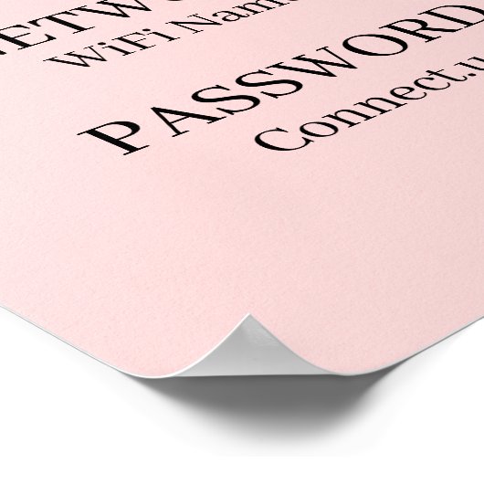 Custom Pink WiFi QR | Personalized Password ポスター (角)