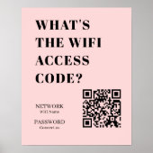 Custom Pink WiFi QR | Personalized Password ポスター (正面)