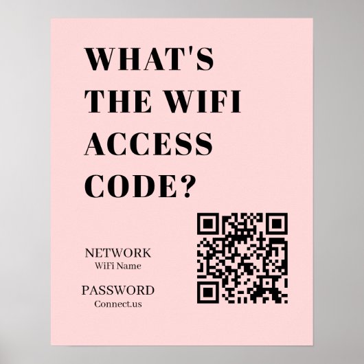 Custom Pink WiFi QR | Personalized Password ポスター (正面)