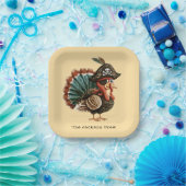 Custom Pirate Turkey Themed Thanksgiving Table ペーパープレート (パーティー)