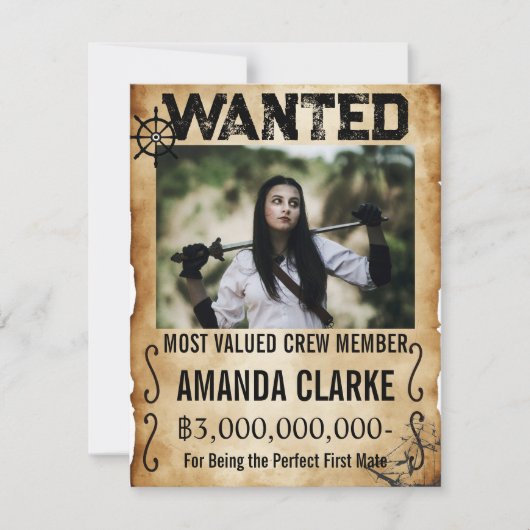 Custom Pirate Wanted Poster Bridesmaid Proposal 案内状 (正面)