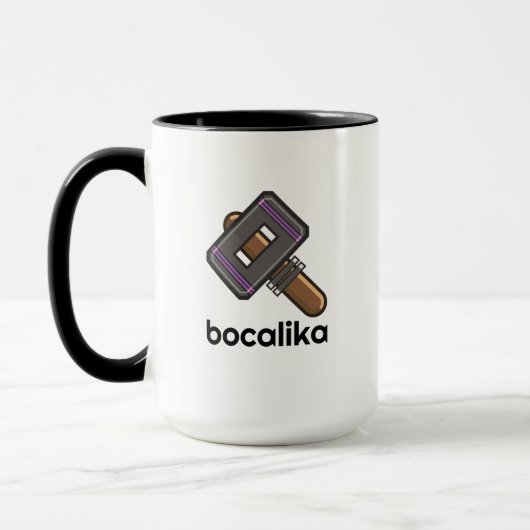 Custom Pixel Hammer Logo Mug – Editable Text マグカップ (左)
