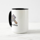 Custom Pixel Hammer Logo Mug – Editable Text マグカップ (正面左)