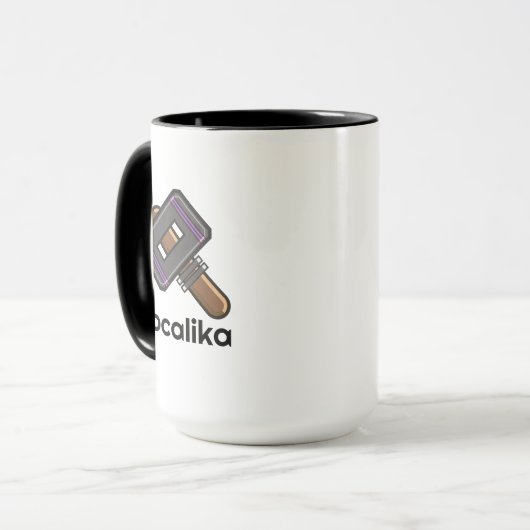 Custom Pixel Hammer Logo Mug – Editable Text マグカップ (正面左)