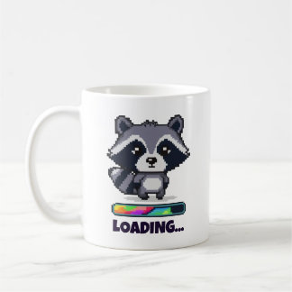 Custom Pixel Raccoon Loading Bar Funny コーヒーマグカップ