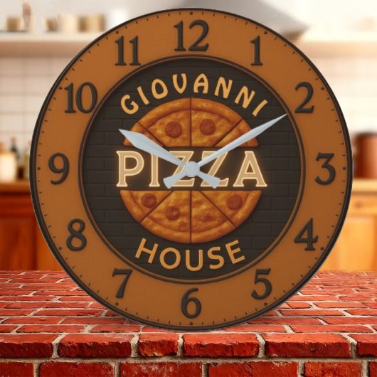Custom pizza personalized pizzeria restaurant ラージ壁時計