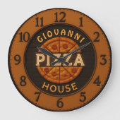 Custom pizza personalized pizzeria restaurant ラージ壁時計 (正面)