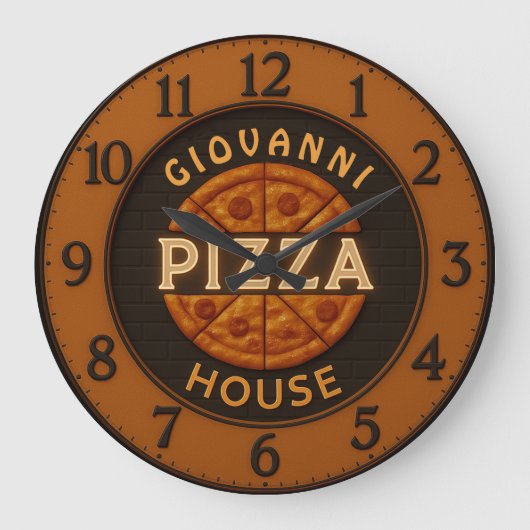 Custom pizza personalized pizzeria restaurant ラージ壁時計 (正面)