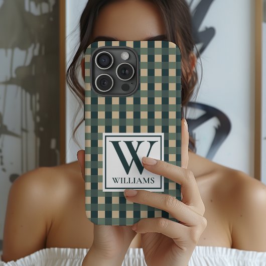 Custom Plaid Monogram Phone Case Gift for Women iPhoneケース