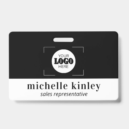 Custom plastic name badge logo QR code ID badge バッジ (正面)
