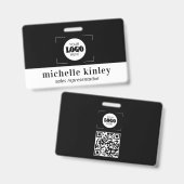 Custom plastic name badge logo QR code ID badge バッジ (正面＆裏面)