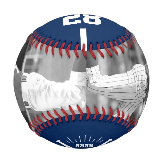 Custom Player Team Logo 2 Photo Blue 野球ボール (正面)