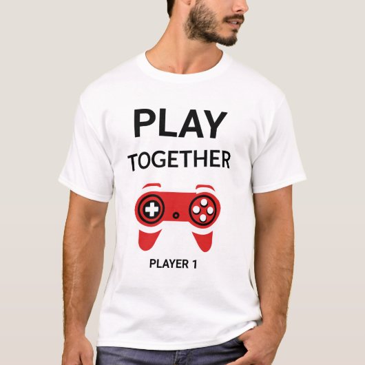 Custom Player Together Gamer Matching Couple Gift Tシャツ (正面)