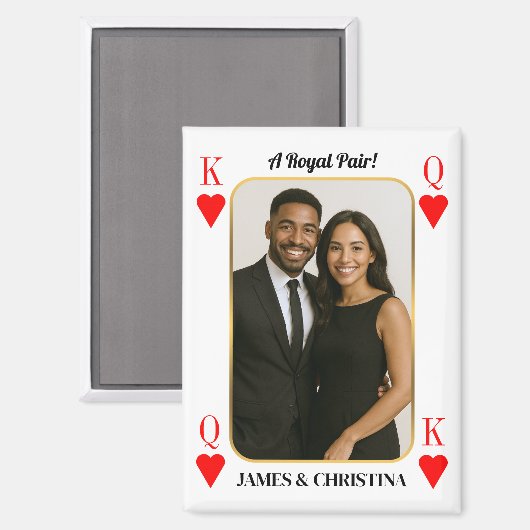 Custom Poker Card Magnet, Royal Pair Couples Gift マグネット (正面/裏面)
