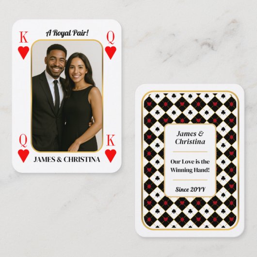 Custom Poker Cards, Royal Pair Couple Gift コーリングカード (正面/裏面)
