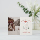 Custom polar bear watercolor Christmas photo gift シーズンポストカード (スタンド正面)