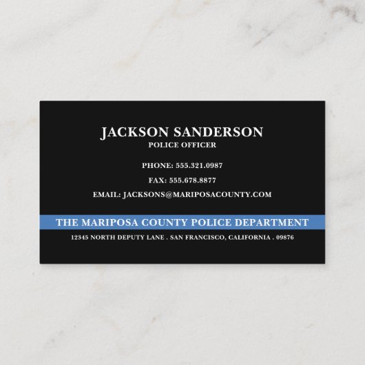 Custom Police Department Law Enforcement Logo 名刺 (裏面)