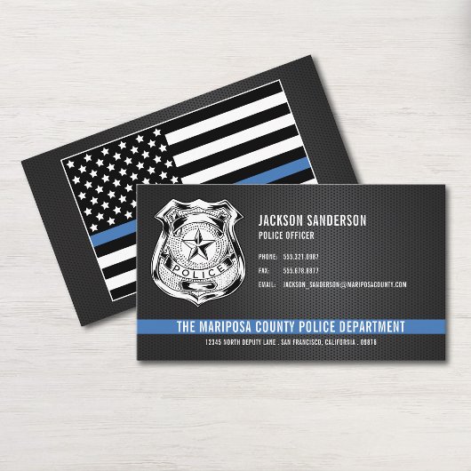 Custom Police Department Thin Blue Line Logo 名刺
