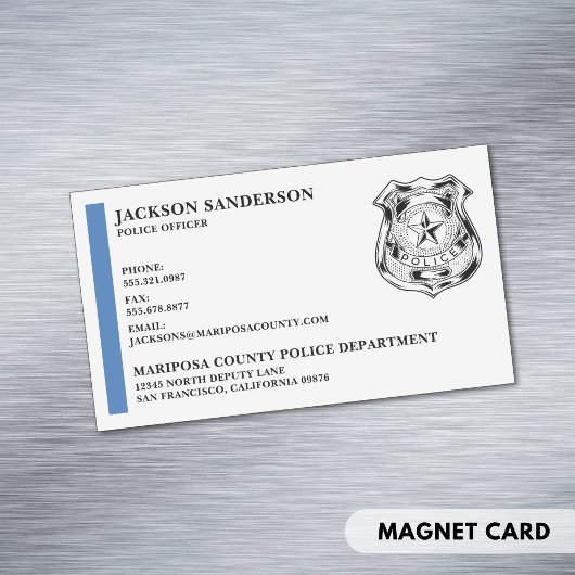 Custom Police Officer Department Law Enforcement マグネット名刺