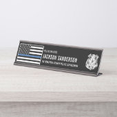 Custom Police Officer Department Thin Blue Line デスクネームプレート (正面)