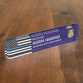Custom Police Officer Department Thin Blue Line デスクネームプレート