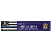 Custom Police Officer Department Thin Blue Line デスクネームプレート (正面)