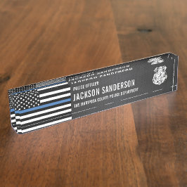 Custom Police Officer Department Thin Blue Line デスクネームプレート