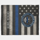 Custom Police Thin Blue Line Blanket フリースブランケット (正面(横))