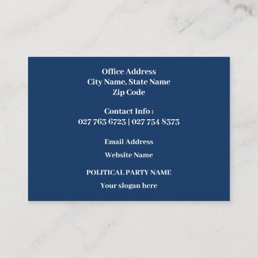 Custom Political Election  Campaign 名刺 (裏面)