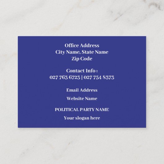 Custom Political Election  Campaign 名刺 (裏面)