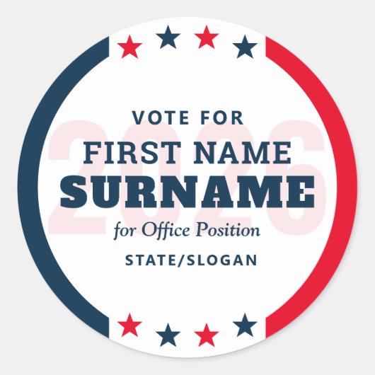 Custom Political Election Campaign Candidate Name ラウンドシール (正面)