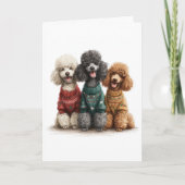Custom Poodle Christmas Ugly Sweater Holiday カード (正面)