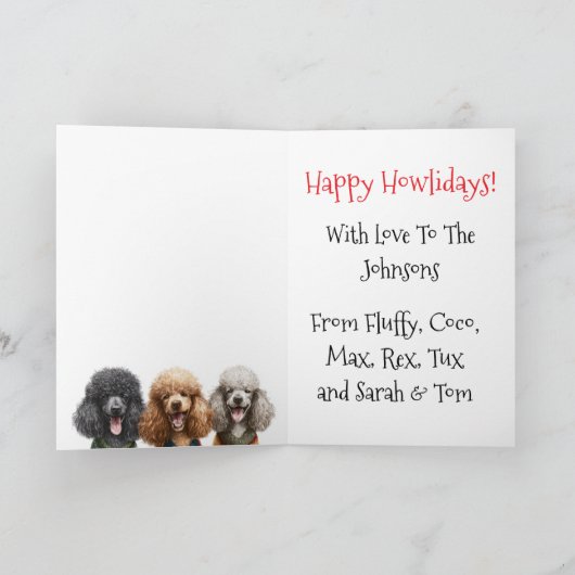 Custom Poodle Christmas Ugly Sweater Holiday カード (内部)