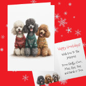 Custom Poodle Christmas Ugly Sweater Holiday カード