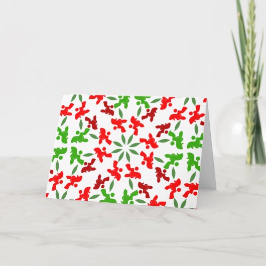 Custom Poodle Xmas Greeting Card - Festive Red シーズンカード (正面)