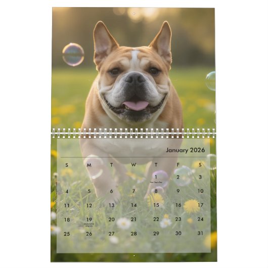 Custom Poppy Dog 2026 Calendar カレンダー (1月 2026)