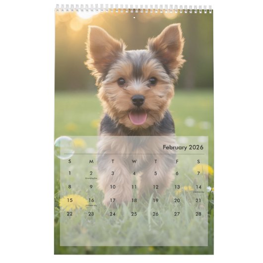 Custom Poppy Dog 2026 Calendar カレンダー (2月 2026)