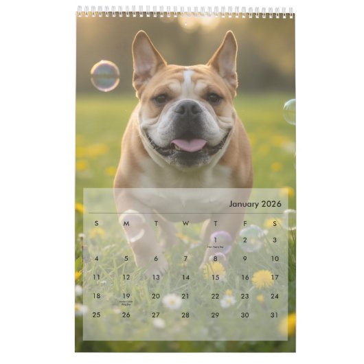 Custom Poppy Dog 2026 Calendar カレンダー (1月 2026)