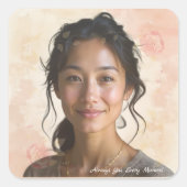 Custom Portrait for Her – Personalized Photo Gift スクエアシール (正面)