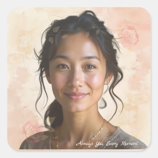 Custom Portrait for Her – Personalized Photo Gift スクエアシール (正面)
