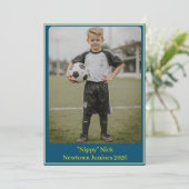 Custom Portrait Photo Soccer Birthday Party Invite シーズンカード (スタンド正面)