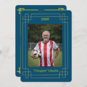 Custom Portrait Photo Soccer Testimonial v2 Invite シーズンカード (正面/裏面)