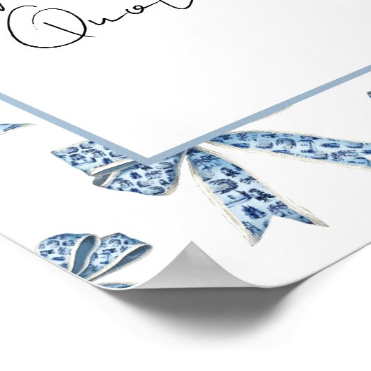 Custom Poster with Pretty Blue Bows Design ポスター (角)
