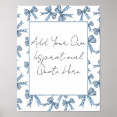 Custom Poster with Pretty Blue Bows Design ポスター (正面)