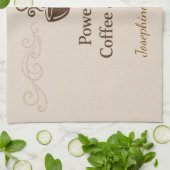 Custom Powered By Coffee Chaos Cup Elegant Trendy キッチンタオル (折り畳み)