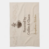 Custom Powered By Coffee Chaos Cup Elegant Trendy キッチンタオル (縦)