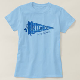 Custom Pre-K School Pennant Teacher Name Blue Tシャツ