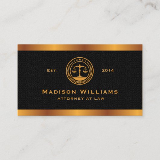 Custom Premium Gold Black Classic Monogram Law 名刺 (正面)